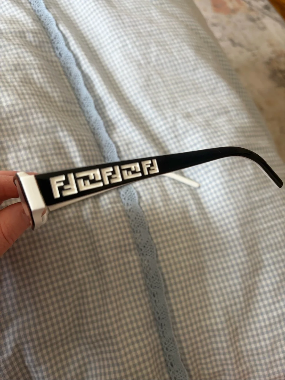Fendi Black and White Rectangular Optical Glasses